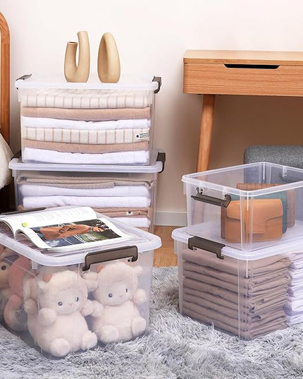 Citylife 17 QT Plastic Storage Bins with Latching Lids Stackable Storage Containers for Organizing Large Clear Storage Box for Garage, Closet, Classroom, Kitchen, 2 Packs
