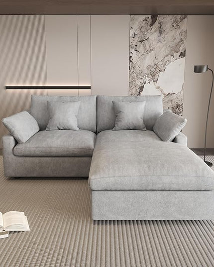 WJShome 83" Cloud Couch Sectional for Living Room, Down Filled Modular Sectional Sofa,L Shaped Sofas with Ottoman,Convertible Couch, Sofa Covers Washable&Replaceable,Gray