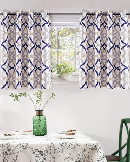 DriftAway Alexander 80% Blackout Curtains for Living Room 250GSM Pattern Match Thermal Insulated Room Darkening Geo Moroccan Mid Century Grommet Bedroom Drapes 2 Panels 52 Inch by 36 Inch Navy Gray