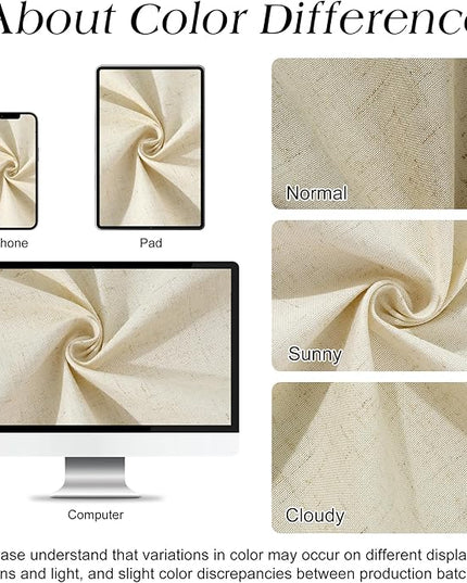 Naturoom Warm Beige 60 Inch Shower Curtain - Stall Narrow Half Linen Ultra Thick Fabric Shower Curtain Set with Hooks, Boho Farmhouse Rustic RV Camper Bath Curtains for Bathroom, 60x72