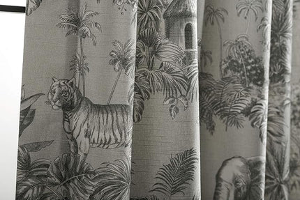 Maison d' Hermine Curtains for living room 100% Cotton 124 inch length One Panel Light Filtering Toile Curtains for Bedroom Windows with rod and loop Pockets Drapes (Savana Jouy Green, 50"W x 124"L)