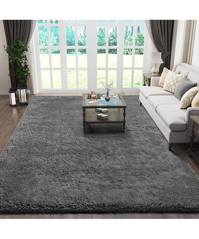 Ophanie Rugs for Living Room, Upgrade Non-Slip Fluffy Soft 5x8 Area Rug, Shag Large Fuzzy Plush Carpets for Bedroom Grey, Shaggy Gray Kids Boys Girls Dorm Nursery Home Decor Aesthetic