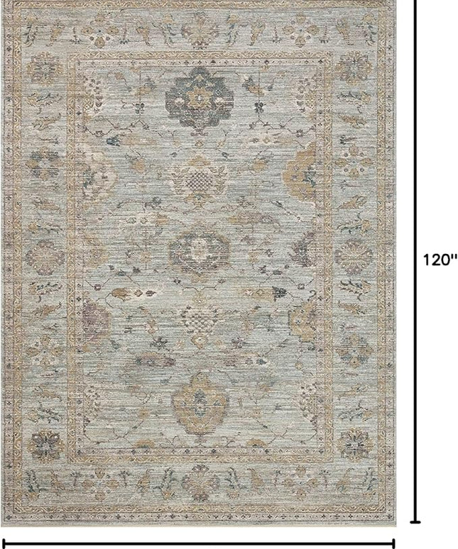 Loloi Magnolia Home by Joanna Gaines Millie Collection MIE-02 Sky/Gold 7'-10" x 10', .25" Pile Height, Area Rug