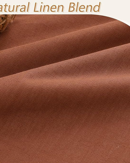 Guken Terracotta Linen Blackout Curtains 90 Inch Length 2 Panels Set Fall Curtains for Living Room Bedroom Back Tab Thermal Insulated 100% Black Out Linen Drapes, 52x90