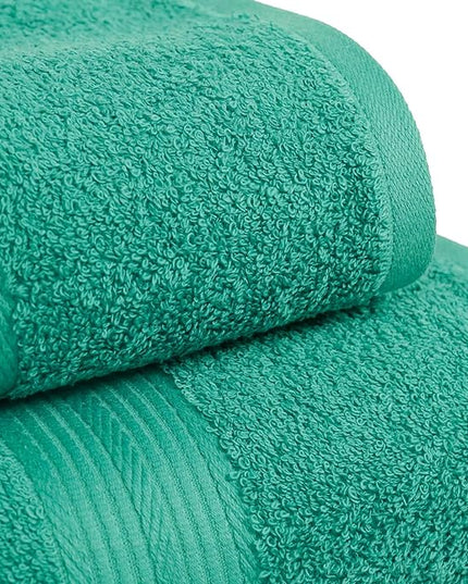 Amazon Basics 6 Piece Oversized Fade resistant Towel set, 100% Cotton towels for bathroom, soft and absorbent, 2 Bath Towels, 2 Hand Towels and 2 Washcloths bathroom towel set, Teal