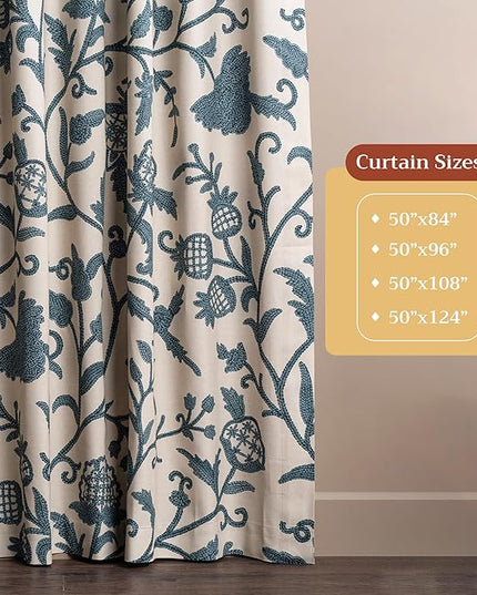 Maison d' Hermine Curtains for living room 100% Cotton 96 inch length Two Panels Light Filtering Curtain for Bedroom Windows with rod and loop Pockets Drapes (Artisan Love Norwegian Blue, 50"W x 96"L)
