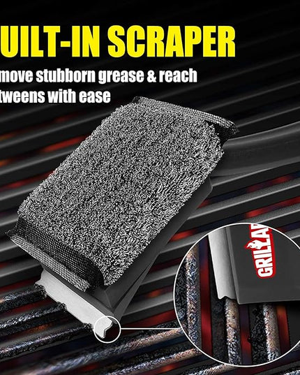 GRILLART SteamWizards Grill Brush Bristle Free, Safe BBQ Grill Brush for Outdoor Grill, Flat Top Grill Cleaner with Replaceable Head, Suitable for All Grates, Griddle Accessories, Dishwasher Safe