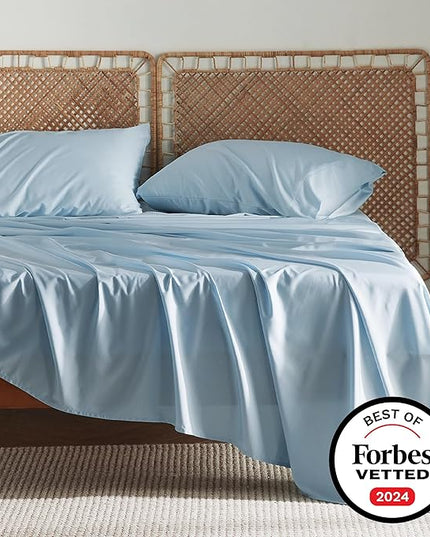 Bedsure California King Sheet Sets, Cooling Sheets, Rayon Derived from Bamboo, Breathable & Soft, Deep Pocket Up to 16 Inches, Hotel Luxury Silky Bedding for Hot Sleepers, Aqua