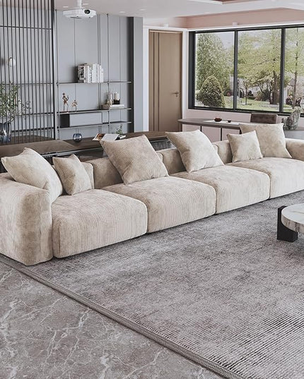 JACH 181" Oversized Modular Sectional Sofa, Deep 4-Seats Sectional Couch, Huge Plus Convertible Soft Sofas, Corduroy Minimalist Couches for Living Room, Office, Apartment, Beige