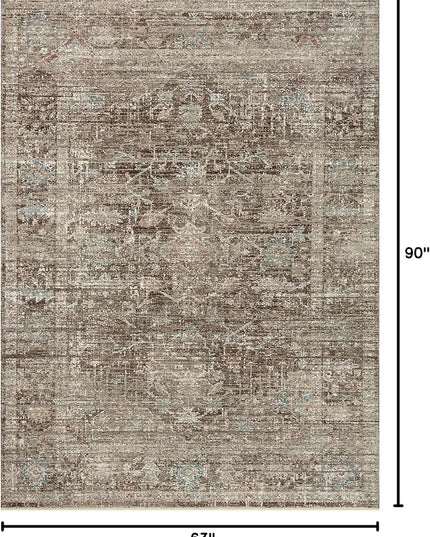 Loloi Magnolia Home by Joanna Gaines Millie Collection MIE-03 Charcoal/Dove 5'-3" x 7'-6", .25" Pile Height, Area Rug