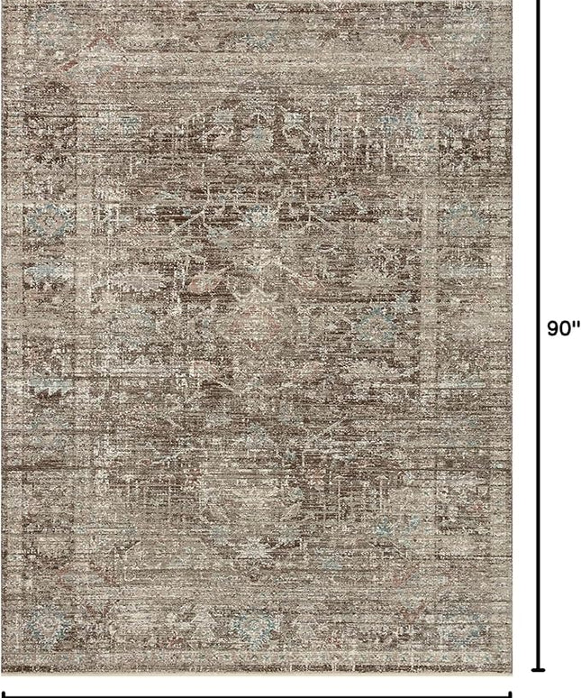 Loloi Magnolia Home by Joanna Gaines Millie Collection MIE-03 Charcoal/Dove 5'-3" x 7'-6", .25" Pile Height, Area Rug
