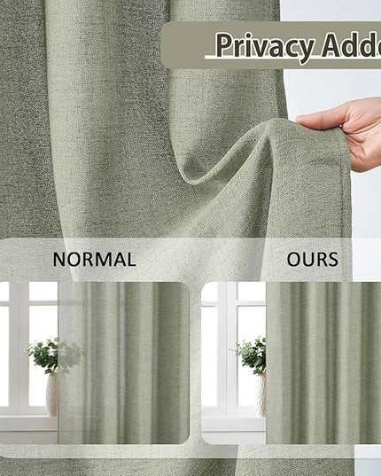 RAIN CITY 96 Inch Long Curtains Pinch Pleat, Back Tab Track System Sheer Pleated Curtains for Bedroom Village Dining Room,Country Farmhouse 96 Length 2 Panel Set,Sage Green Color 42 Inches Wide