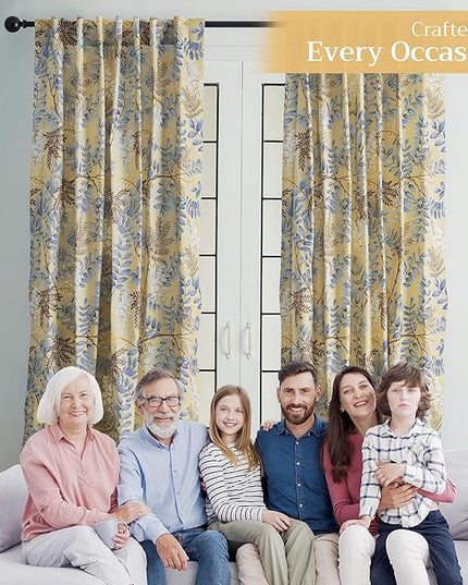 Maison d' Hermine Curtains for Living Room 100% Cotton 108 inch Length One Panel Light Filtering Curtains for Bedroom Windows with Rod and Loop Pockets Drapes (Feuillage Light Ecru, 50" W x 108" L)