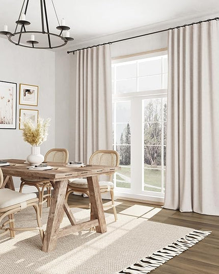 Guken Linen Blackout Curtains 84 Inch Length 2 Panels Set for Living Room Bedroom Back Tab Thermal Insulated 100% Black Out Linen Drapes Room Darkening Window Curtains 84 Inches Long, Sand Beige