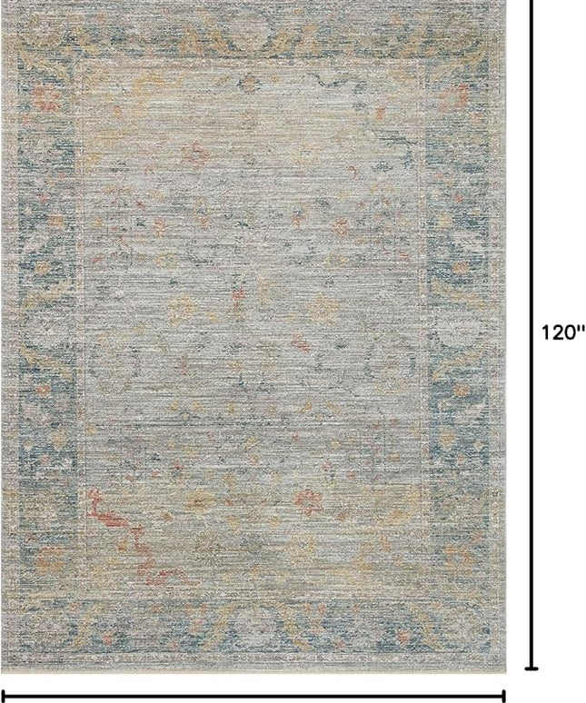 Loloi Magnolia Home by Joanna Gaines Millie Collection MIE-04 Slate/Multi 7'-10" x 10', .25" Pile Height, Area Rug
