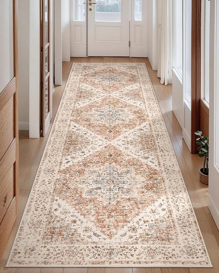 Ciicool Washable Runners Area Rug for Hallways, Ultra Soft 2'6 "x8' ft Boho Print Non-Slip Vintage Oriental Medallion Long Carpet for Kitchen Bedroom Laundry Bathroom