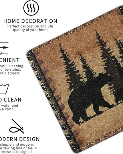 Marble Coasters Square Leather Drinks Coaster Set with Holder for Coffee Table Bar Home Decor 4 Inches Set of 6 (Forest Animals, One Size)