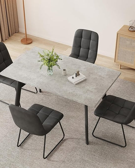 ZckyCine 46.5" Modern Grey Dining Table Set for 4, 5-Piece Kitchen & Dining Room Furniture with 4 Upholstered Chairs, Space Saving Small Dining Table Set for Apartment, Home, Breakfast Nook