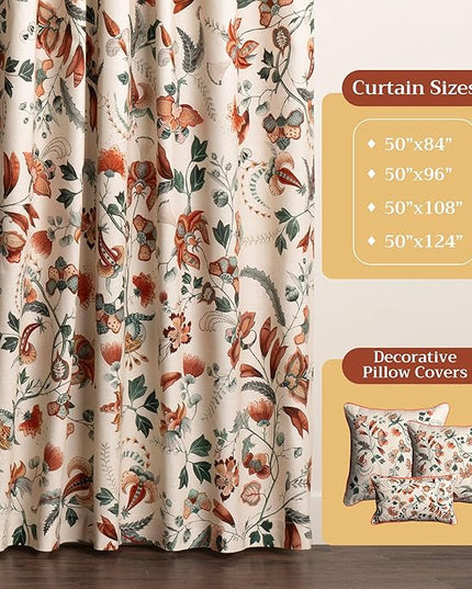 Maison d' Hermine Curtains for Living Room 100% Cotton 108 inch Length One Panel Light Filtering Curtains for Bedroom Windows with Rod and Loop Pockets Drapes (Dalida Beige, 50" W x 108" L)