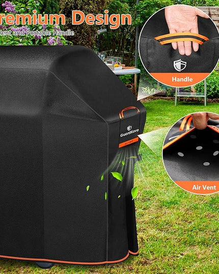 [Upgraded 1000D Heavy Duty Fabric] 60" Grill Cover for Outdoor Grill, Waterproof, Tear & Fade Resistant BBQ Cover with Buckle & Air Vent, Gas Grill Cover for 3-4 Burner Weber Nexgrill Char-Broil Grill