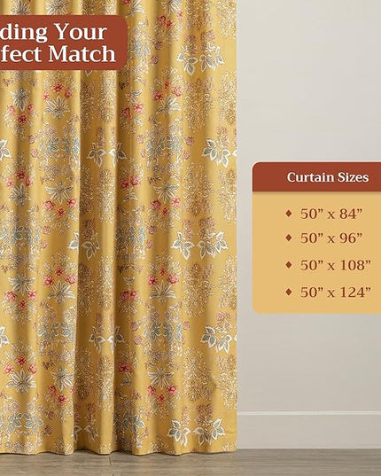 Maison d' Hermine Curtains for Living Room 100% Cotton 96 inch Length One Panel Light Filtering Curtains for Bedroom Windows with Rod and Loop Pockets Drapes (Marquise Yellow, 50" W x 96" L)