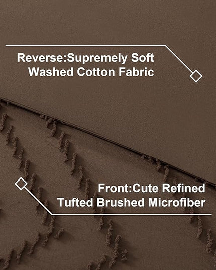 Litanika Full Size Comforter Set with Sheets Brown - 7 Pieces Bed in a Bag Full Chevron Tufted Complete Bedding Sets with Comforter, Sheets, Pillowcases & Shams