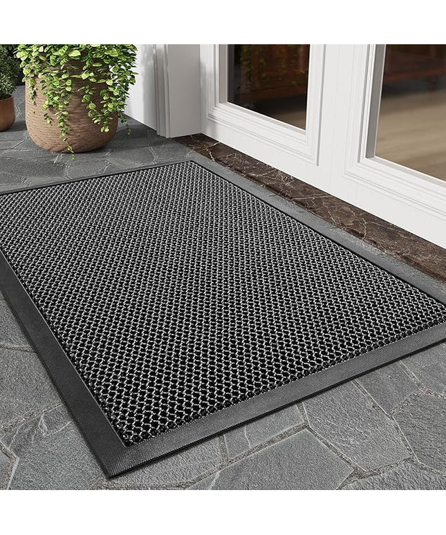 tchdio Front Door Mat Outside Entrance, Dirt Trapper 17"x29" Doormat-Entrance Welcome Matt Durable, Heavy Duty Entry Mat Non Slip Rubber Mats for Outside Stain Resist Door Mats for Entryway Grey
