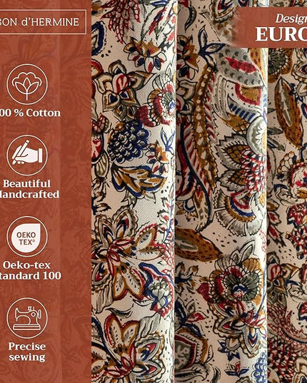 Maison d' Hermine Curtains for Living Room 100% Cotton 96 inch Length One Panel Light Filtering Curtains for Bedroom Windows with Rod and Loop Pockets Drapes (Jaipur, 50" W x 96" L)