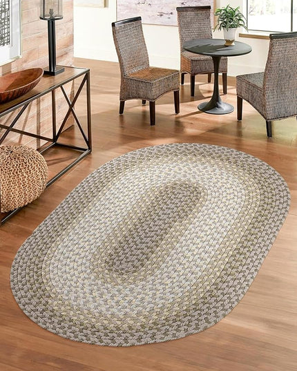 Tranquility TQ62 Frost 5' x 8' Oval - Braided Area Rug, Home Decor, Floor Mat or Bedroom Rug - Easy Care, Ideal for High Traffic Areas in Hallway and Living Room - Made in USA