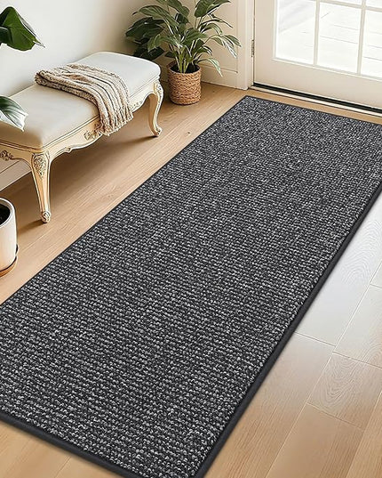 BEQHAUSE Dirt Trapper Door Mat 32" x 72", Non-Slip Washable Doormats Entrance Mat, Dirt Resistant and Absorbent Welcome Mat, Low Profile Floor Mats for Front Back Door and Entryway, Charcoal