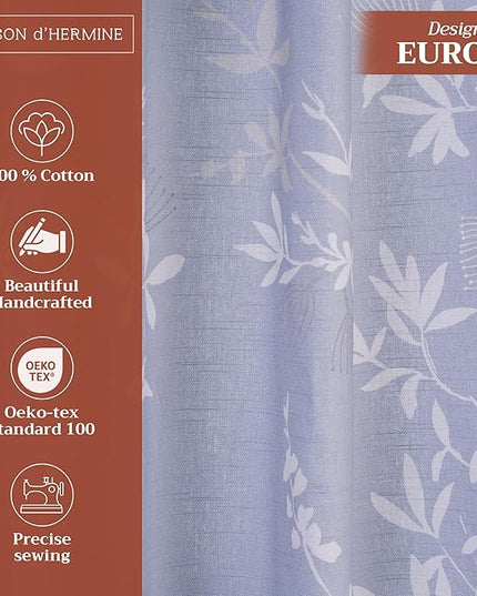 Maison d' Hermine Curtains for Living Room 100% Cotton 124 inch Length Two Panels Light Filtering Curtains for Bedroom Windows with Rod and Loop Pockets Drapes (Louxor Blue, 50" W x 124" L)
