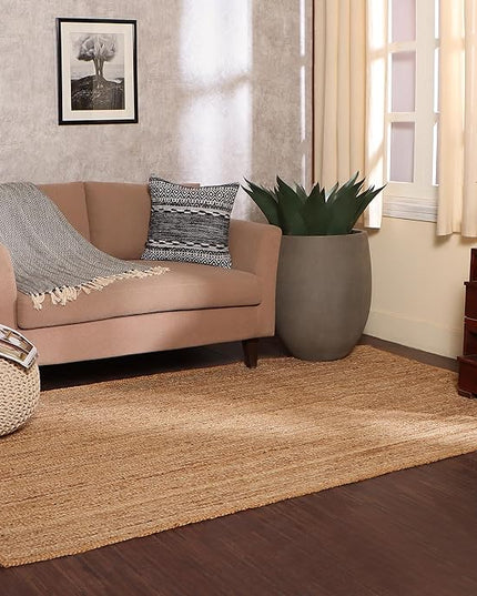 REDEARTH Rectangular Area Rug - Hand Woven Braided 100% Natural Jute - Artisan Made Boho Jute Rugs for Bedroom - Kitchen - Living Room - Farmhouse - Aesthetic Home Decor (5'x8' - Natural)