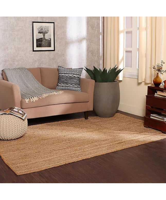 REDEARTH Rectangular Area Rug - Hand Woven Braided 100% Natural Jute - Artisan Made Boho Jute Rugs for Bedroom - Kitchen - Living Room - Farmhouse - Aesthetic Home Decor (5'x8' - Natural)