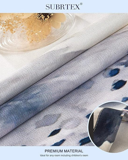 SUBRTEX Light Flitering Curtains 52Wx63L, Room Darkening Vibrant Floral Drapes, 50% Blackout, Semi Sheer Boho Farmhouse Curtains for Living Room, White