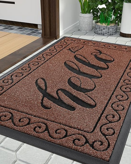 Yimobra Welcome Mats for Front Door 29.5x17, Heavy Duty Waterproof Outdoor Door Mat Outside Entrance, Non-Slip Low Profile Indoor Entryway Mat for Garage Patio, Maroon