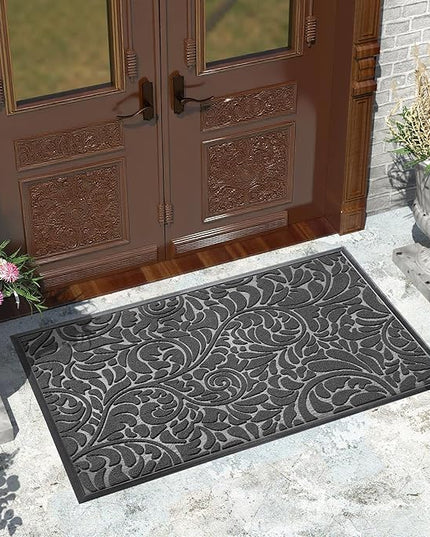 Yimobra Large Door Mat Outside Entrance 47x32, Waterproof Sturdy Outdoor Mats for Front Door, Heavy Duty Non-Slip Doormat for Garage Patio Entryway Indoor, Easy Clean, Grey