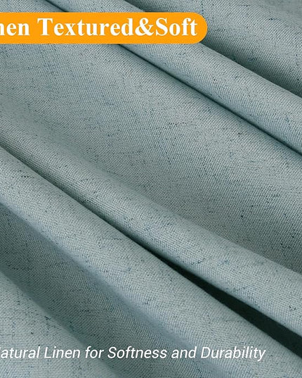 Naturoom Light Blue Linen Shower Curtain, Country Boho Farmhouse Bath Decor Shower Curtains Neutral Cloth Weighted Textured Fabric Bath Curtain Liner with Hooks, 72x72