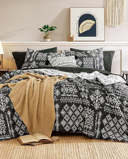 Geniospin King Size Comforter Set- 7 Pieces Boho Bed in a Bag, Western Bedding Set for All Seasons, Reversible Aztec Bedding, Lightweight Comforter Bed Set with Sheets, Pillowcases & Shams