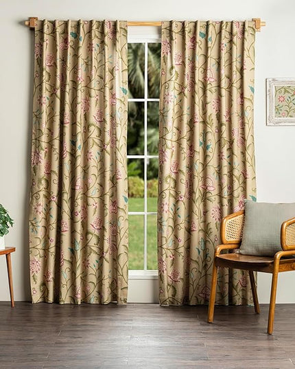 Maison d' Hermine Curtains for Living Room 100% Cotton 124 inch Length Two Panels Light Filtering Curtains for Bedroom Windows with Rod and Loop Pockets Drapes (Artisan Love Somerset, 50" W x 124" L)