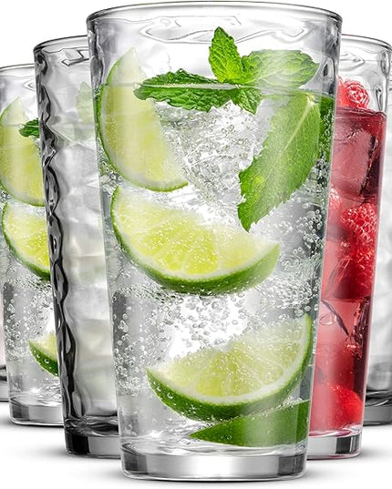 Biscayne 18-Piece Family Drinking Glasses Set - Drinking Glassware Set with Highball Cooler, DOF (Double Old Fashioned), and Juice Glasses - 6 Each