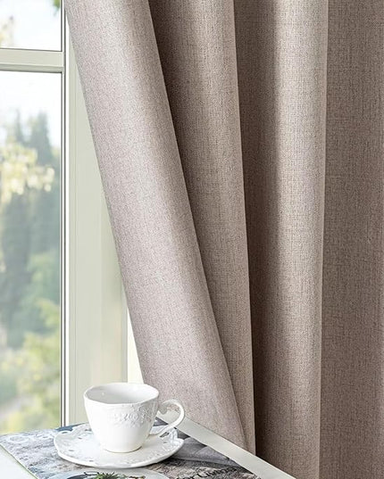 100% Blackout Curtains for Bedroom Room, Custom Curtains Blackout Thermal Insulated 1 Panel, Grommet Light Blocking Drapes for Bedroom Windows Luxury Decor(Custom Size,Light Beige
