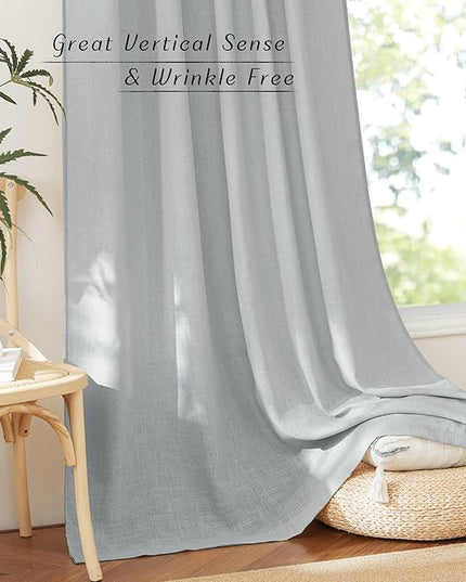 NICETOWN Linen Pinch Pleat Blackout Curtains 84 inch Long for Living Room Bedroom, Thermal Insulated Window Treatments Privacy with Light Filtering for Home, 52 x 84 inch, 2 Panels, Light Grey