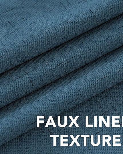 H.VERSAILTEX 100% Blackout Curtains for Bedroom Thermal Insulated Linen Textured Curtains Heat and Full Light Blocking Drapes Living Room Curtains 2 Panel Sets, Blue Sapphire, 42x84 Inch