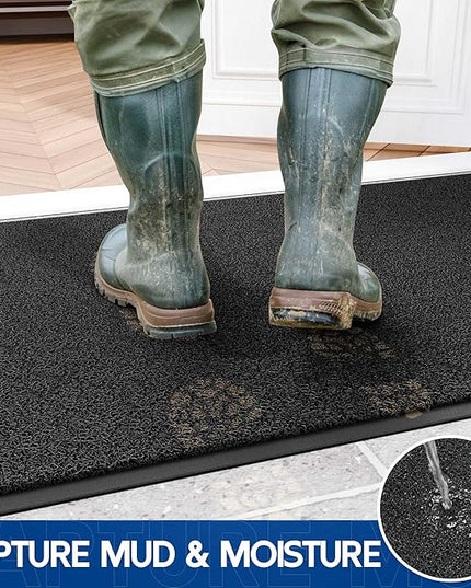 Sturdy Front Door Mat, 48" x 24" Heavy Duty Indoor Outdoor Doormat for Entryway, Fade Resistant, Waterproof Low Profile Entry Mat, Non Slip Welcome Mat for Outside Entrance, Patio, Home