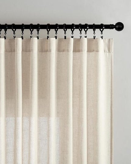 Joydeco Custom Linen Curtains for Living Room, Semi-Sheer Curtain 1 Panel Light Filtering Rod Pocket Back Tab (Linen, Custom Size)