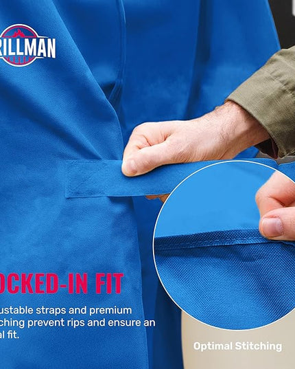 Grill Cover by Grillman, Blue, 64 Inch, BBQ Outdoor Grill Covers, Charcoal & Gas Grills, Waterproof, Rip-Proof, Weather-Resistant, Anti-UV, Barbecue Cover for Weber, Genesis, Charbroil, Nexgrill, etc