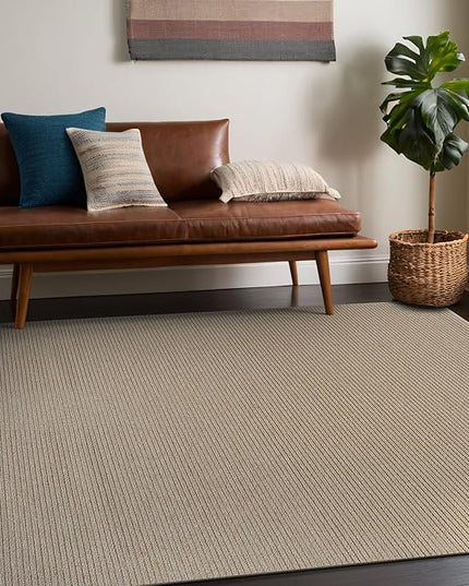 Beverly Rug Non-Slip Modern Rug 3x5 Solid Traditional Rubber Backing Machine Washable Soft Thin Indoor Area Rugs for Living Room Stain Resistant Non Shedding Casual Carpet (3 x 5 Beige)