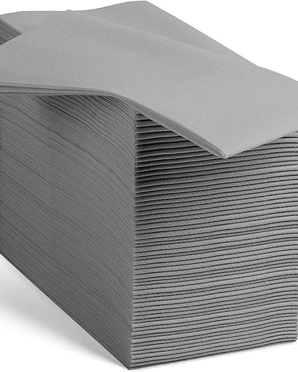 Linen-Feel Grey Paper Napkins - Decorative Cloth-Like Disposable Dinner Napkins - Soft And Absorbent Napkins for Thanksgiving, Party, Wedding, Bathroom Or Any Occasion. (Pack of 100)