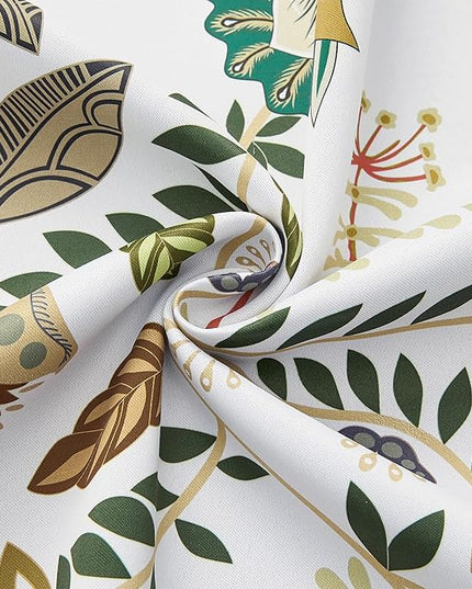XiDi Vintage Floral Patterned Blackout Curtains 102 Inches Long 2 Panels for Bedroom Living Room Thermal Insulated Luxury Colorful Curtains Botanical Leaf Printed Design Grommet Drapes White 52x102