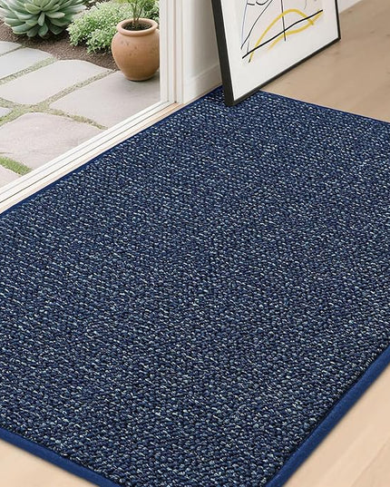 BEQHAUSE Dirt Trapper Door Mat 32" x 48", Non-Slip Washable Doormats Entrance Mat, Dirt Resistant and Absorbent Welcome Mat, Low Profile Floor Mats for Front Back Door and Entryway, Blue